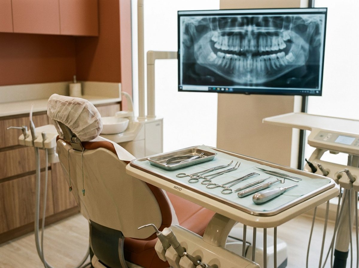 Consultório preparado para cirurgia de extração de siso no Hospital do Dente